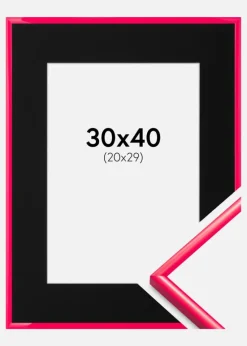 Ramme New Lifestyle Hot Pink 30x40 cm - Passepartout Sort 21x30 cm