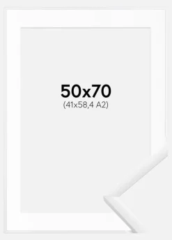Ramme New Lifestyle Hvid 50x70 cm - Passepartout Hvid 42x59,4 cm (A2)