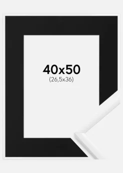 Ramme New Lifestyle Hvid 40x50 cm - Passepartout Sort 27,5x37 cm