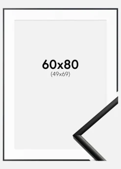 Ramme New Lifestyle Mat Sort 60x80 cm - Passepartout Hvid 50x70 cm