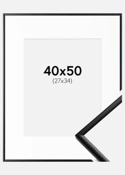 Ramme New Lifestyle Mat Sort 40x50 cm - Passepartout Hvid 28x35 cm