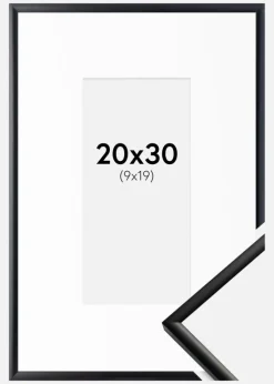 Ramme New Lifestyle Mat Sort 20x30 cm - Passepartout Hvid 10x20 cm