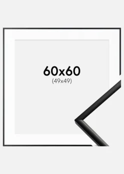Ramme New Lifestyle Mat Sort 60x60 cm - Passepartout Hvid 50x50 cm