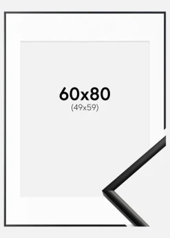 Ramme New Lifestyle Mat Sort 60x80 cm - Passepartout Hvid 50x60 cm