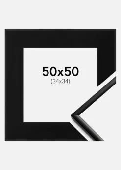 Ramme New Lifestyle Mat Sort 50x50 cm - Passepartout Sort 35x35 cm
