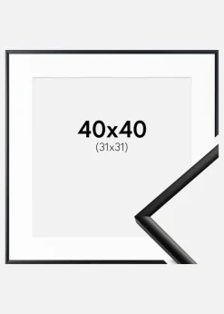 Ramme New Lifestyle Mat Sort 40x40 cm - Passepartout Hvid 32x32 cm