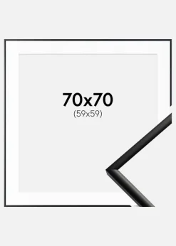 Ramme New Lifestyle Mat Sort 70x70 cm - Passepartout Hvid 60x60 cm