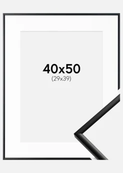 Ramme New Lifestyle Mat Sort 40x50 cm - Passepartout Hvid 30x40 cm