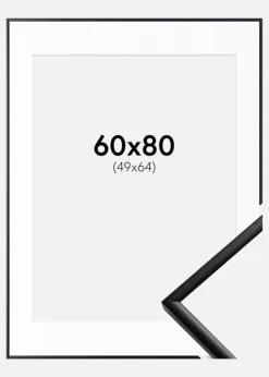 Ramme New Lifestyle Mat Sort 60x80 cm - Passepartout Hvid 50x65 cm