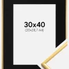 Ramme New Lifestyle Shiny Gold 30x40 cm - Passepartout Sort 21x29,7 cm (A4)