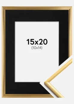 Ramme New Lifestyle Shiny Gold 15x20 cm - Passepartout Sort 11x15 cm