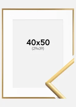 Ramme New Lifestyle Shiny Gold 40x50 cm - Passepartout Hvid 30x40 cm