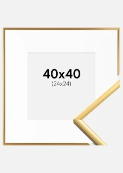 Ramme New Lifestyle Shiny Gold 40x40 cm - Passepartout Hvid 25x25 cm