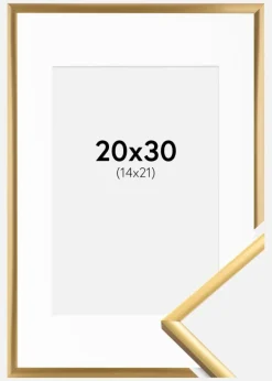 Ramme New Lifestyle Shiny Gold 20x30 cm - Passepartout Hvid 15x22 cm