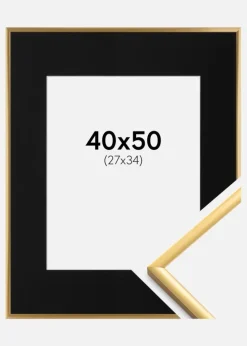 Ramme New Lifestyle Shiny Gold 40x50 cm - Passepartout Sort 28x35 cm