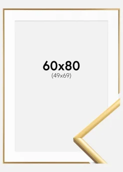 Ramme New Lifestyle Shiny Gold 60x80 cm - Passepartout Hvid 50x70 cm