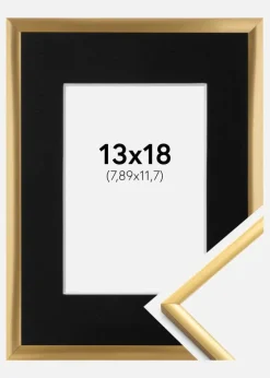 Ramme New Lifestyle Shiny Gold 13x18 cm - Passepartout Sort 3,5x5 inches
