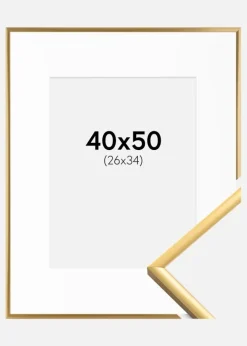Ramme New Lifestyle Shiny Gold 40x50 cm - Passepartout Hvid 27x35 cm
