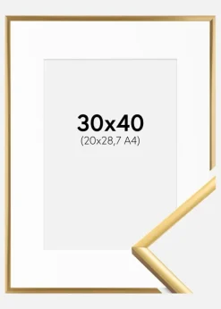 Ramme New Lifestyle Shiny Gold 30x40 cm - Passepartout Hvid 21x29,7 cm (A4)