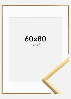 Ramme New Lifestyle Shiny Gold 60x80 cm - Passepartout Hvid 50x60 cm