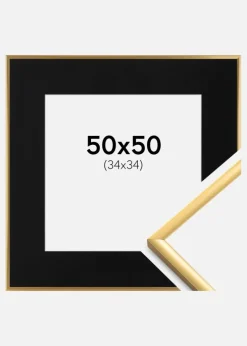 Ramme New Lifestyle Shiny Gold 50x50 cm - Passepartout Sort 35x35 cm