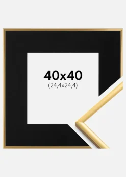 Ramme New Lifestyle Shiny Gold 40x40 cm - Passepartout Sort 10x10 inches