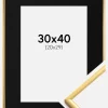Ramme New Lifestyle Shiny Gold 30x40 cm - Passepartout Sort 21x30 cm
