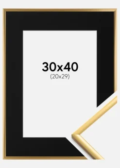 Ramme New Lifestyle Shiny Gold 30x40 cm - Passepartout Sort 21x30 cm