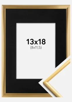 Ramme New Lifestyle Shiny Gold 13x18 cm - Passepartout Sort 9x12 cm