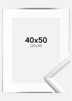 Ramme New Lifestyle Sølv 40x50 cm - Passepartout Hvid 30x40 cm
