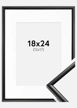 Ramme New Lifestyle Sort 18x24 cm - Passepartout Hvid 13x18 cm