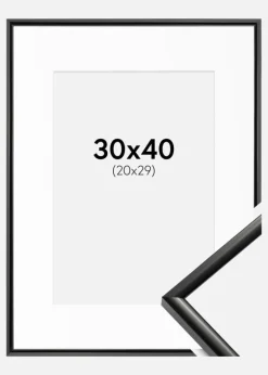 Ramme New Lifestyle Sort 30x40 cm - Passepartout Hvid 21x30 cm