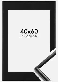 Ramme New Lifestyle Sort 40x60 cm - Passepartout Sort 32,9x48,3 cm (A3+)