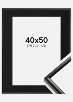Ramme New Lifestyle Sort 40x50 cm - Passepartout Sort 29,7x42 cm (A3)