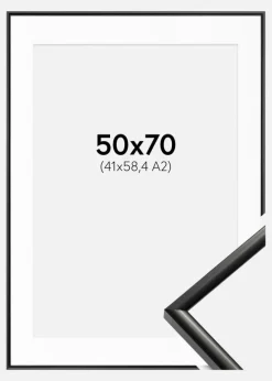 Ramme New Lifestyle Sort 50x70 cm - Passepartout Hvid 42x59,4 cm (A2)
