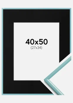 Ramme New Lifestyle Turkis 40x50 cm - Passepartout Sort 28x35 cm