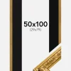 Ramme Nostalgia Guld 50x100 cm - Passepartout Sort 30x80 cm