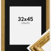 Ramme Nostalgia Guld 32x45 cm - Passepartout Sort 25x30 cm
