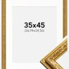 Ramme Nostalgia Guld 35x45 cm - Passepartout Hvid 11x14 inches