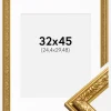 Ramme Nostalgia Guld 32x45 cm - Passepartout Hvid 10x12 inches
