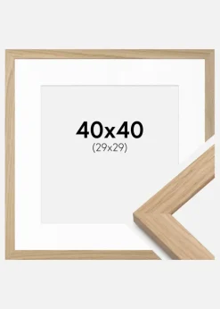 Ramme Oak Wood 40x40 cm - Passepartout Hvid 30x30 cm