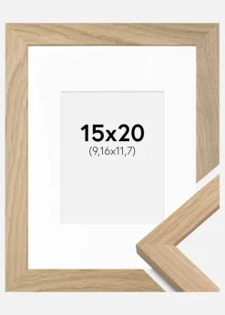 Ramme Oak Wood 15x20 cm - Passepartout Hvid 4x5 inches