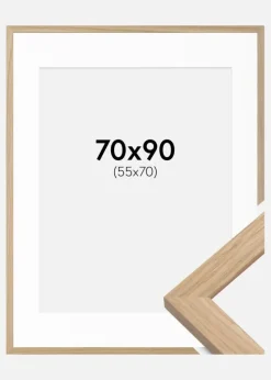 Ramme Oak Wood 70x90 cm - Passepartout Hvid 56x71 cm