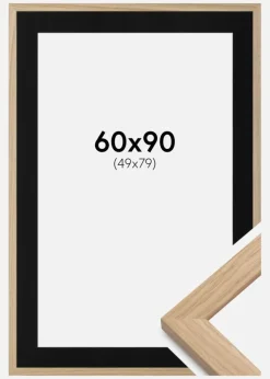 Ramme Oak Wood 60x90 cm - Passepartout Sort 50x80 cm