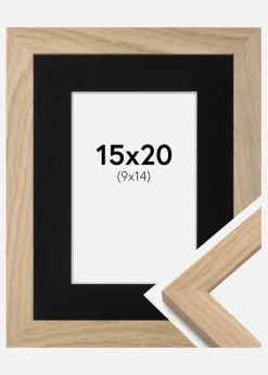 Ramme Oak Wood 15x20 cm - Passepartout Sort 10x15 cm