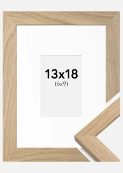 Ramme Oak Wood 13x18 cm - Passepartout Hvid 7x10 cm