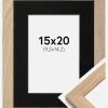 Ramme Oak Wood 15x20 cm - Passepartout Sort 4x6 inches