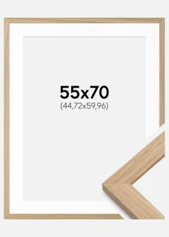 Ramme Oak Wood 55x70 cm - Passepartout Hvid 18x24 inches
