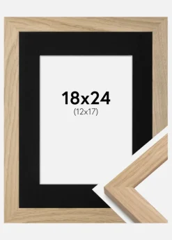 Ramme Oak Wood 18x24 cm - Passepartout Sort 13x18 cm