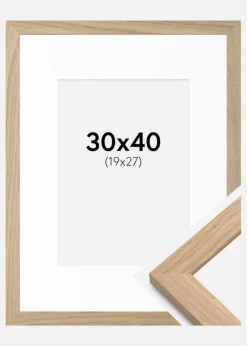 Ramme Oak Wood 30x40 cm - Passepartout Hvid 20x28 cm